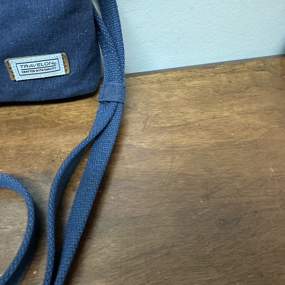 Travelon Anti-Theft Heritage Small Crossbody Bag Purse Indigo Blue - Picture 9 of 12